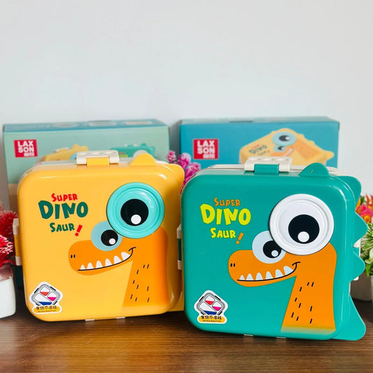 Dino Eye Kids Carnival Bento 1120ml Steel Lunch Box with Spoon and 70ml Salad Cup