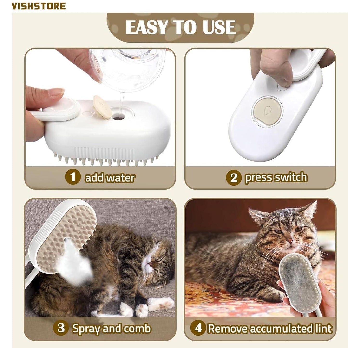 3-IN-1 Steam Brush for Pets