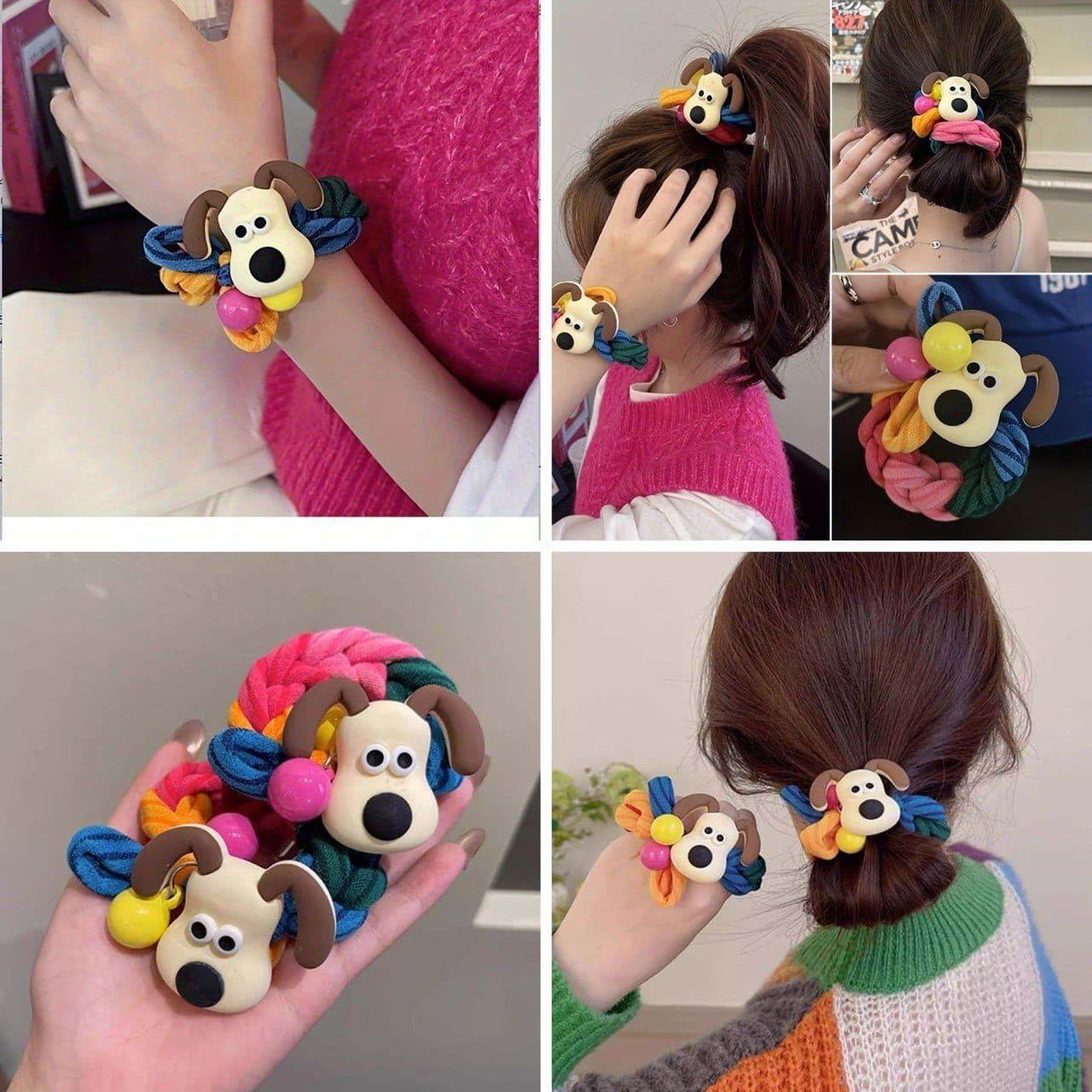 Kawai Cute Cartoon Dog Elastic Hair Bands