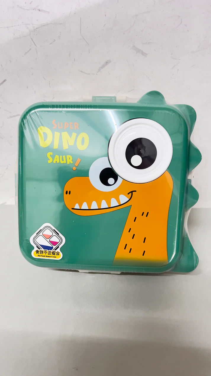 Dino Eye Kids Carnival Bento 1120ml Steel Lunch Box with Spoon and 70ml Salad Cup